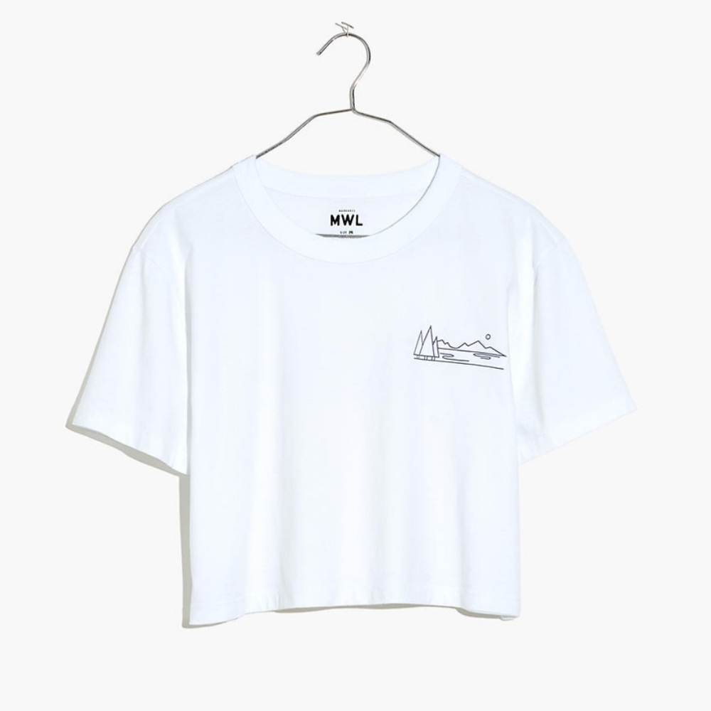 Madewell White Cropped Tee with Minimal Mountain Line Art - Picture 3 of 9